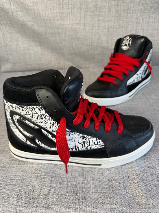 SRH Productions Calabo Spade Hi Top Skate Shoes Men 10.5 Vintage Y2K Black Red